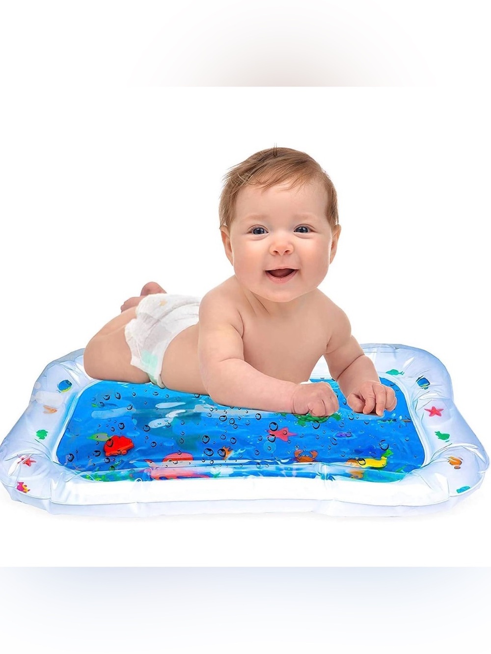Inflatable Blue Baby Tummy Time Water Play Mat - Sensory Learning Pad